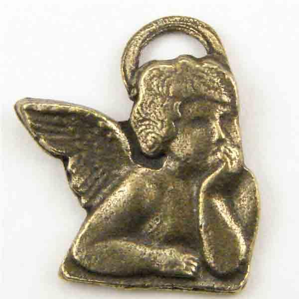 Antique Brass 19x22MM Musing Cherub