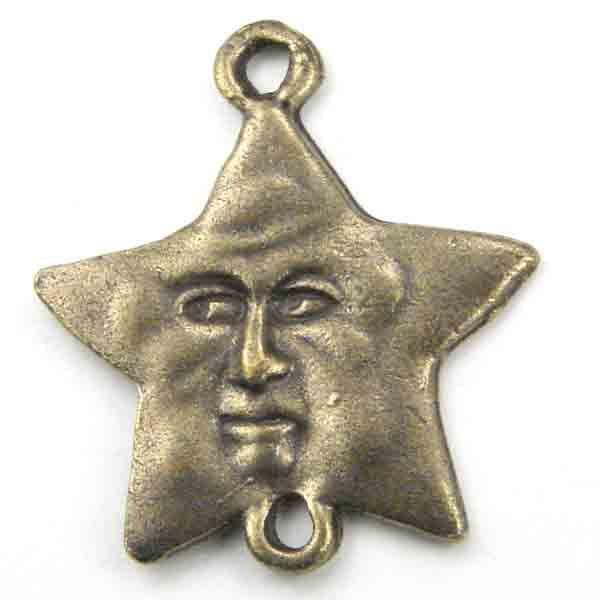 Antique Brass 23x20 Star Face Connector