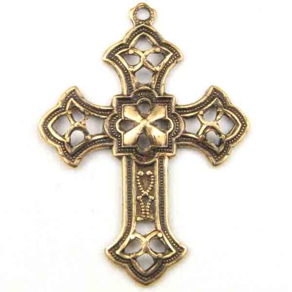 Antique Brass 24x19MM Gothic Filigree Cross