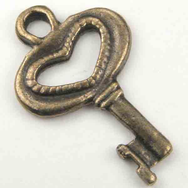 Antique Brass 26X16MM Cast Key