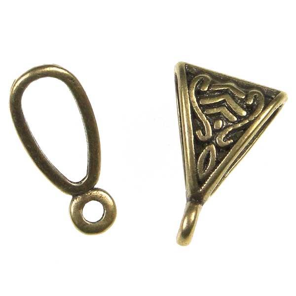 Antique Brass Plate 10X15MM Fancy Bail with Hanger