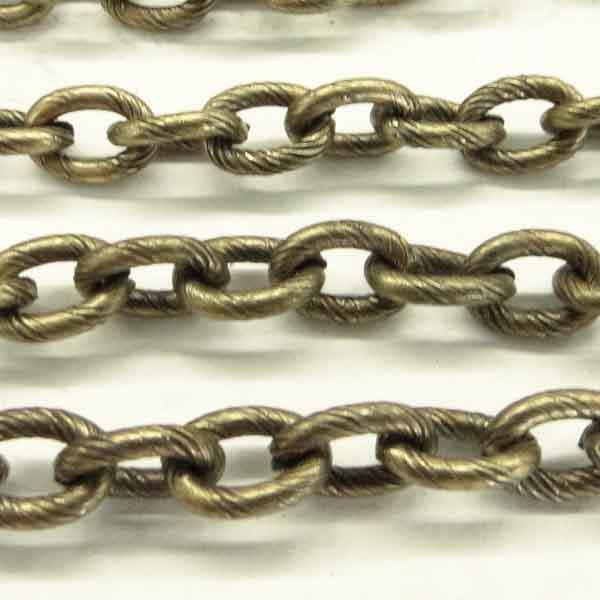 Antique Brass Plate 10x7MM Textured Cable Chain
