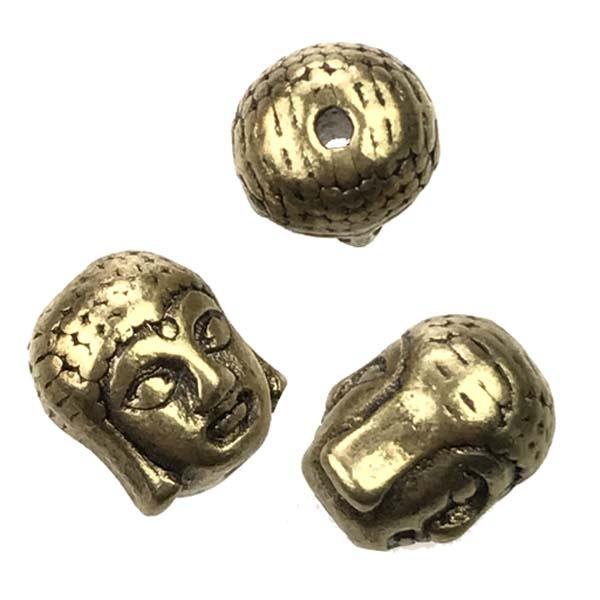 Antique Brass Plate 11x9MM Buddha Head Bead