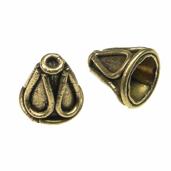 Antique Brass Plate 12x12MM Decorated Cone