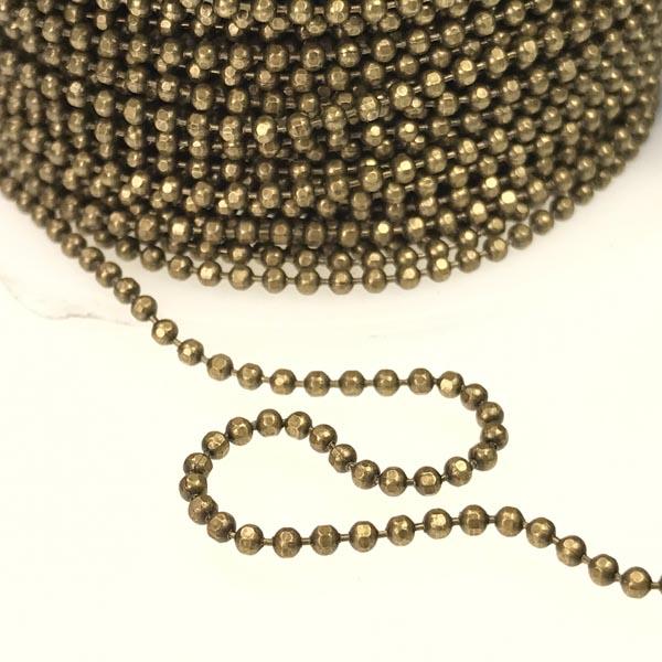 Antique Brass Plate 1.5MM Diamond Cut Ball Chain