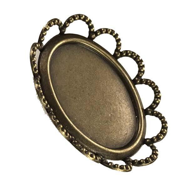 Antique Brass Plate 18X13MM Lace Edge Bezel Setting