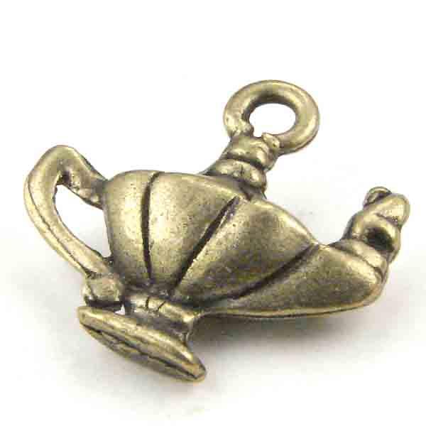 Antique Brass Plate 18x19MM Aladdin Genie Lamp Charm Pendant