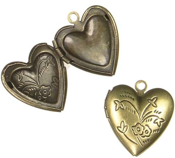 Antique Brass Plate 19x17MM Heart Shaped Locket