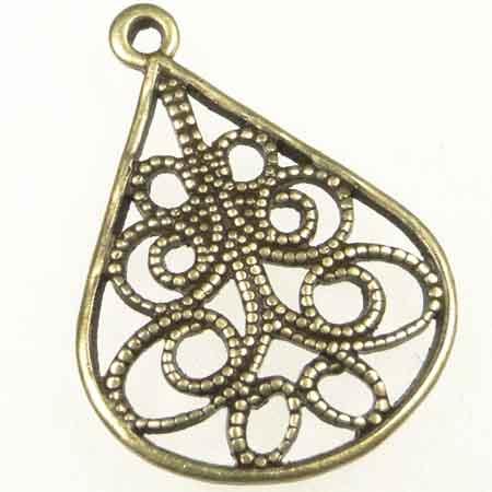 Antique Brass Plate 20X15MM Filigree Tear