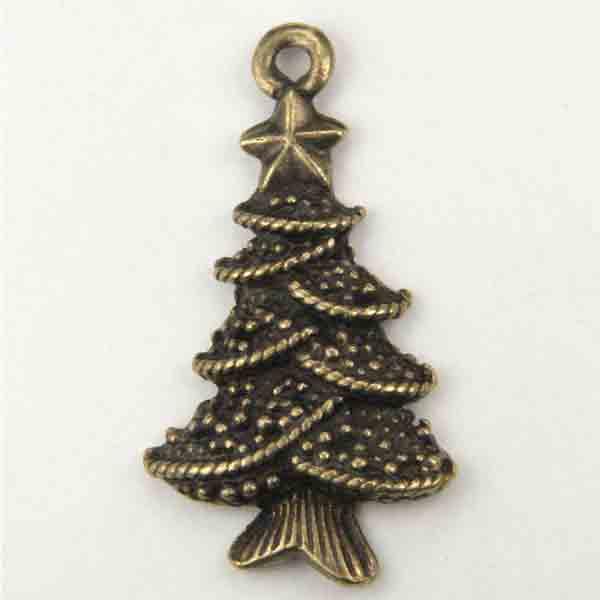 Antique Brass Plate 22X14MM Christmas Tree