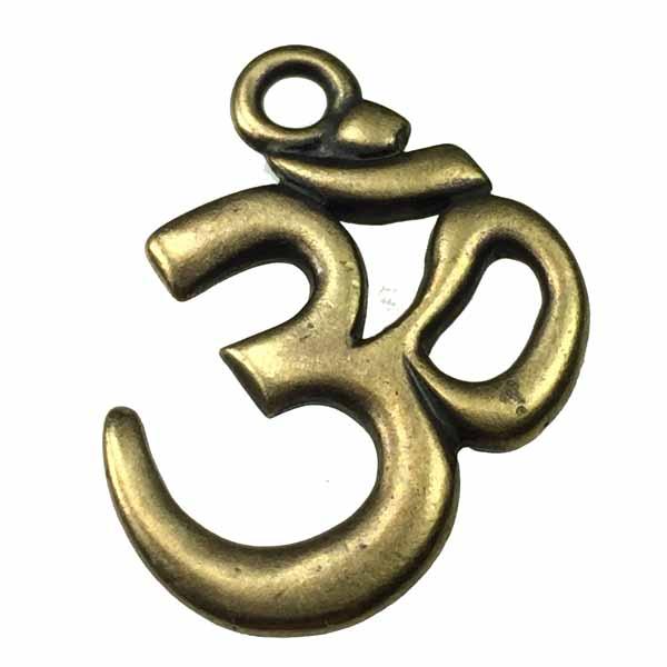 Antique Brass Plate 22x17MM Om Pendant