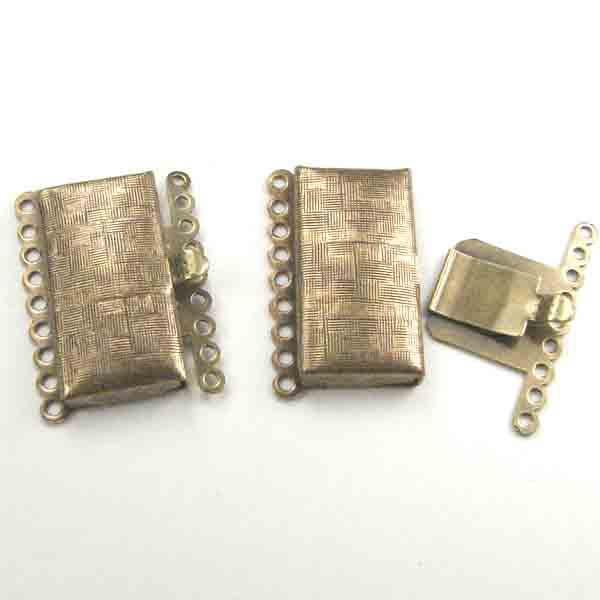 Antique Brass Plate 23X17MM 9 Strand Box Clasp