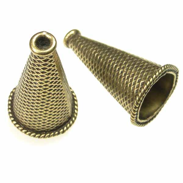 Antique Brass Plate 24x14MM Textured Cone