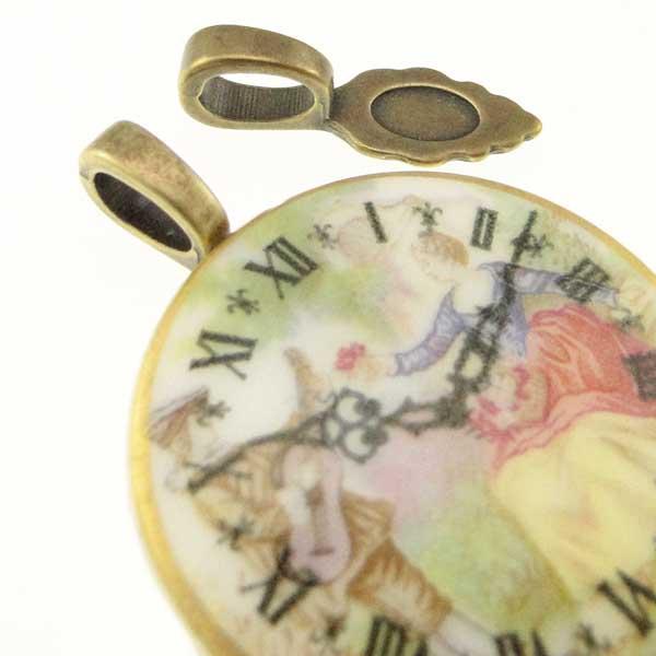 Antique Brass Plate 26MM Glue-On Leaf Bail