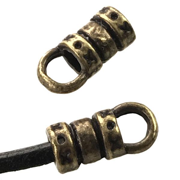 Antique Brass Plate 2MM Cord Crimp End With Loop