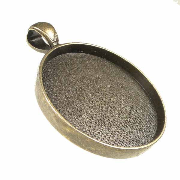 Antique Brass Plate 30MM Round Bezel Setting Pendant