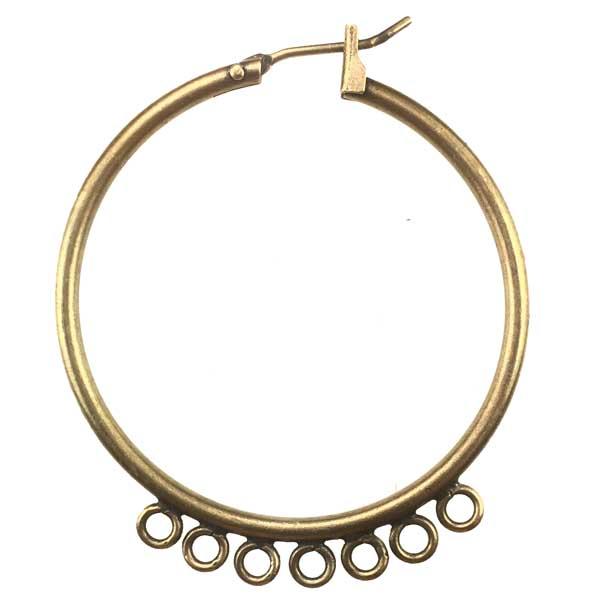 Antique Brass Plate 35MM Chandelier Hoop With 7 Hanging Loops