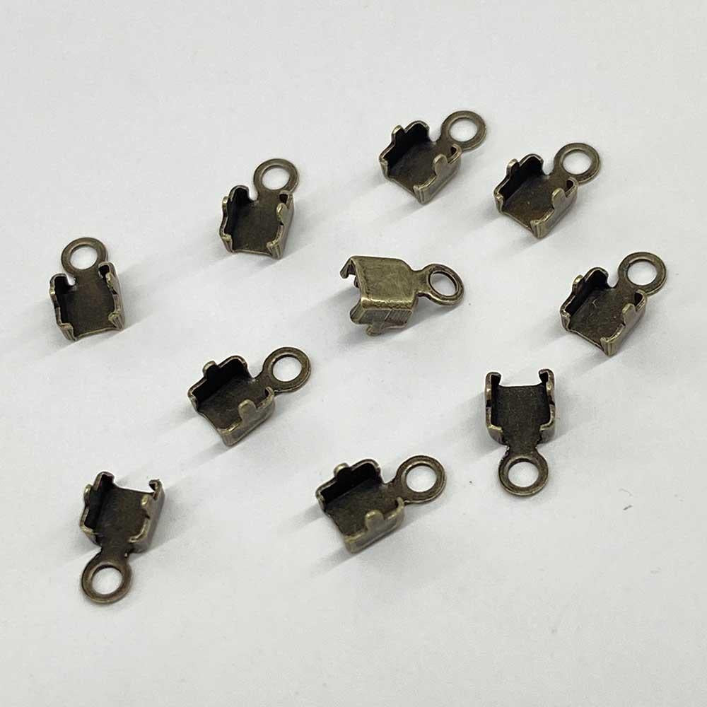 Antique Brass Plate 3MM Crimp End For Rhinestone Cup Chain