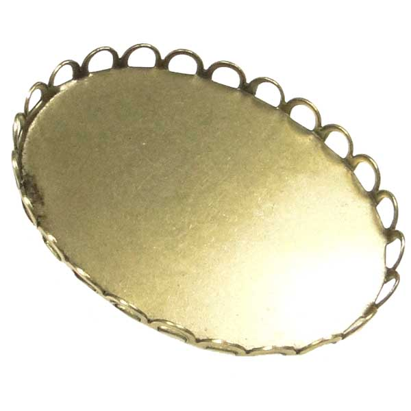 Antique Brass Plate 40x30MM Lace Edge Cabochon Setting Bezel