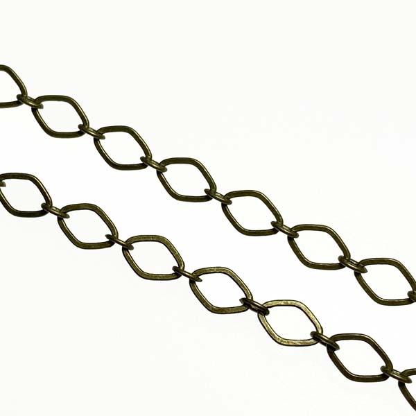 Antique Brass Plate 4x3MM Diamond Long Short Cable Chain