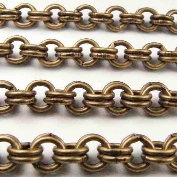 Antique Brass Plate 5MM Double Link Cable Chain Unsoldered