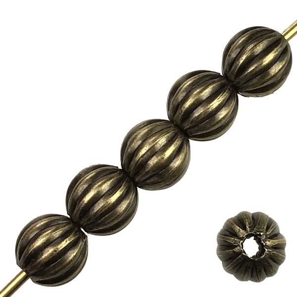 Antique Brass Plate 8MM Corrugated Melon Ball