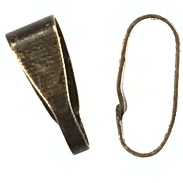 Antique Brass Plate 8X3MM Wrap Around Snap On Bail Hanger