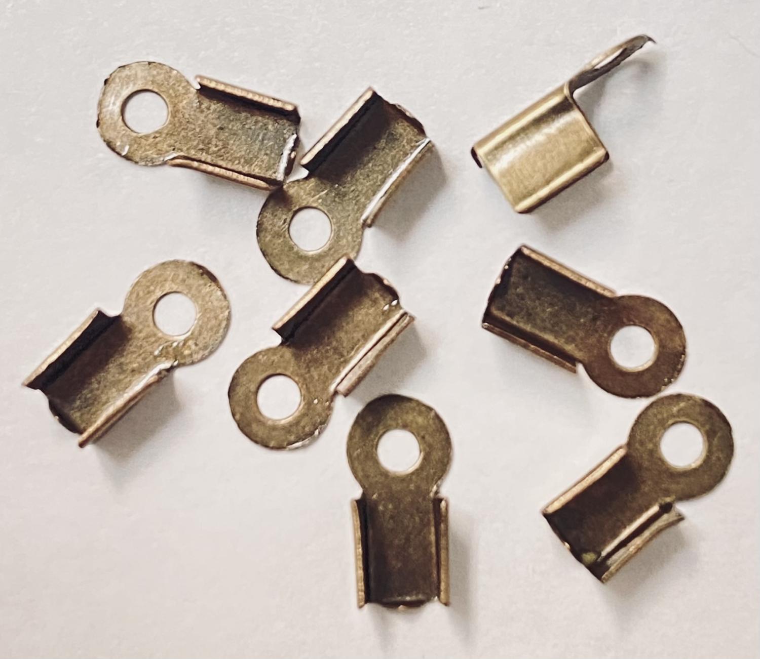 Antique Brass Plate 9x4MM Crimp End