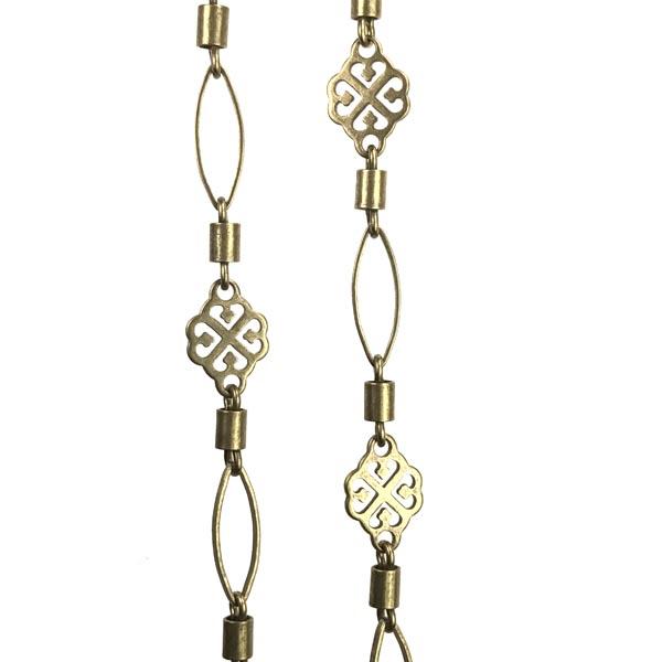 Antique Brass Plate Chain 8MM Filigree Link With 4MM Barrel and 11x5MM Oval Link