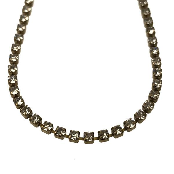 Antique Brass Plate With Crystal Rhinestone 2MM Cup Chain