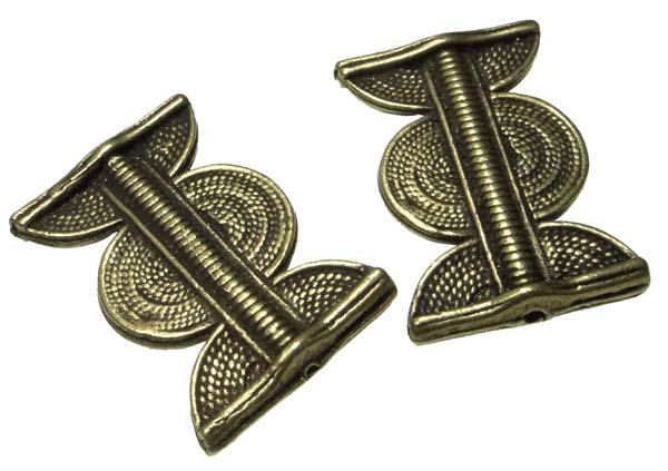 Antique Brass Scalloped 25X16MM Baoule Coin