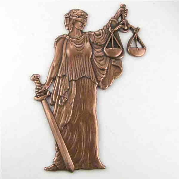 Antique Copper 46x33MM Lady Justice