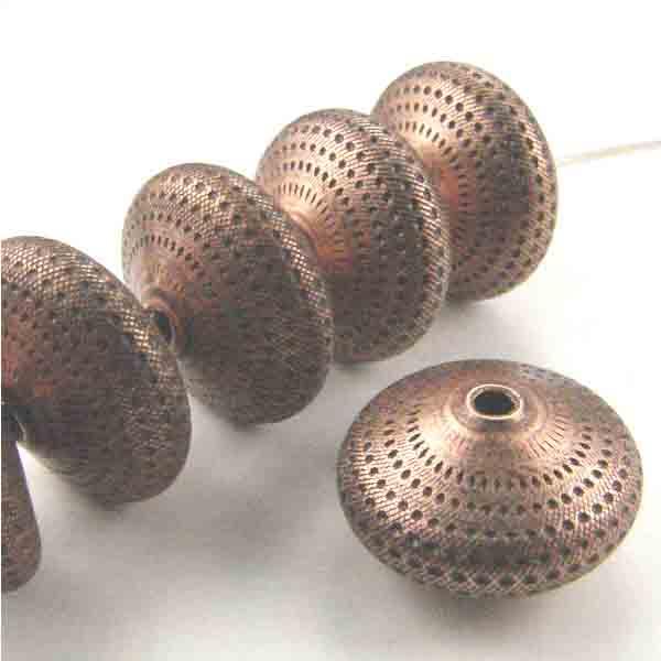 Antique Copper 8x14 Textured Rondelle