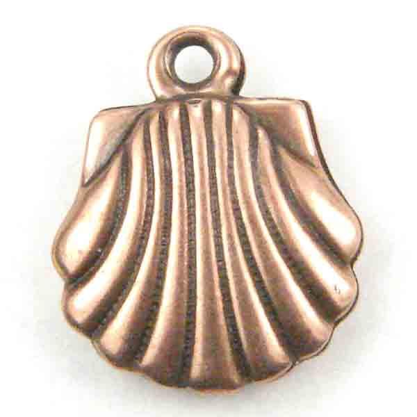 Antique Copper Plate 10MM Scalloped 3-D Shell