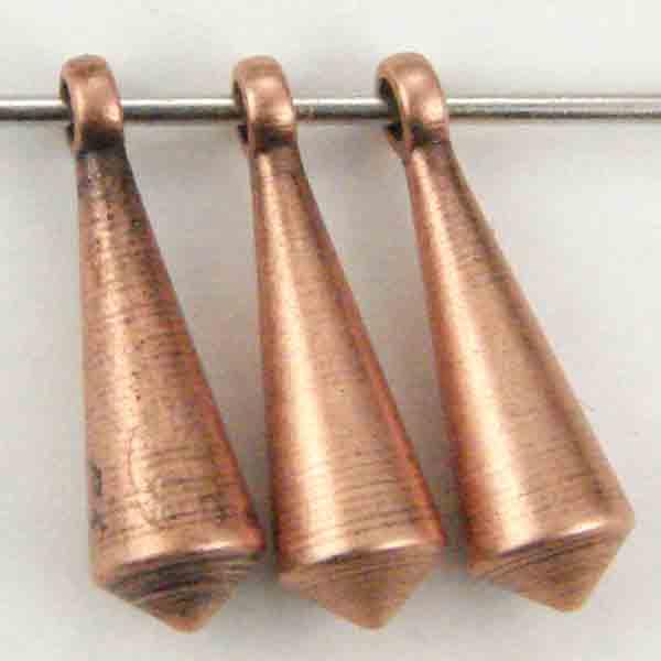 Antique Copper Plate 10x4.5MM Tapered Solid 3D Cone