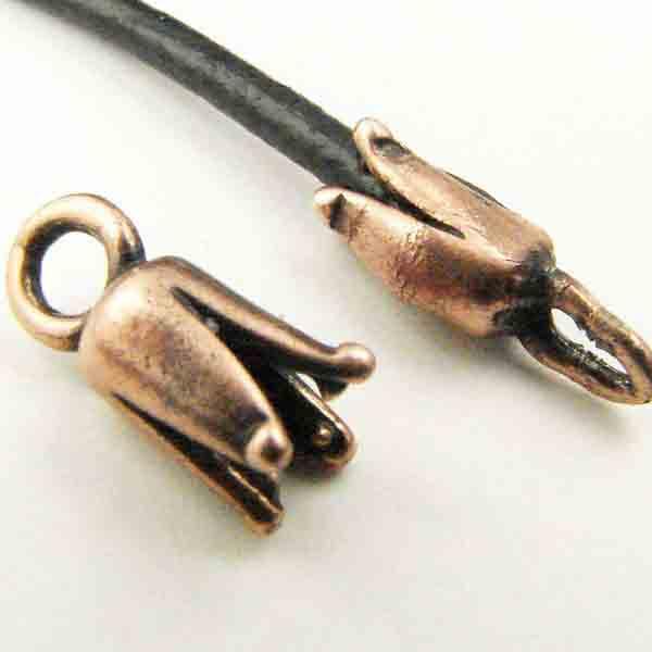 Antique Copper Plate 10x4MM Cord Crimp End