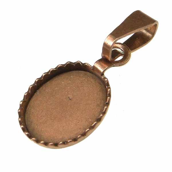 Antique Copper Plate 10x8MM Cabochon Setting With Bail Hanger