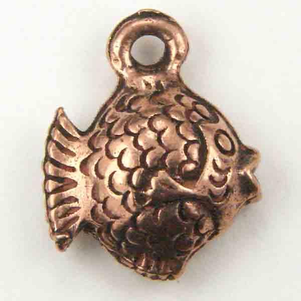 Antique Copper Plate 11MM 3-D Tropical Fish