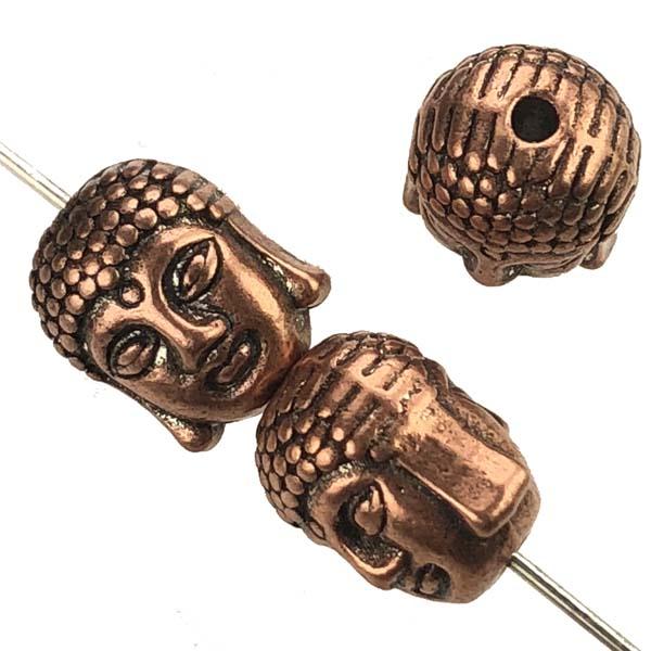 Antique Copper Plate 11x9MM Buddha Head Bead