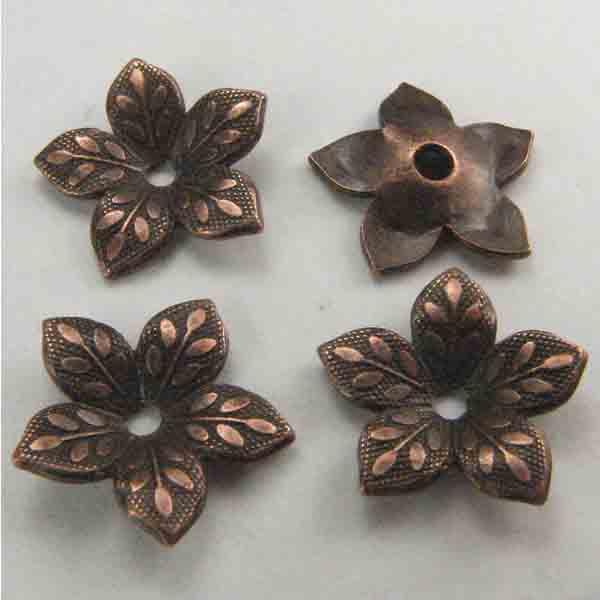 Antique Copper Plate 12MM 5 Petal Blossom