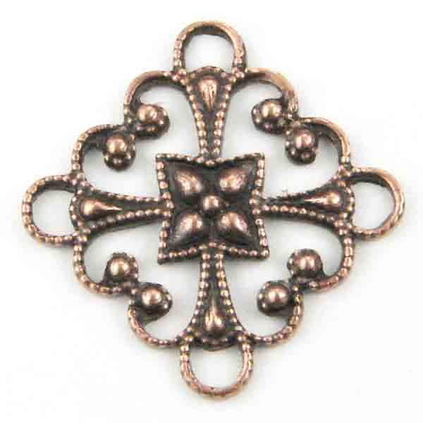 Antique Copper Plate 12MM Diamond Filigree