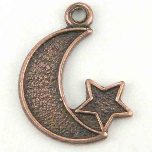 Antique Copper Plate 12MM Diestruck Star and Moon