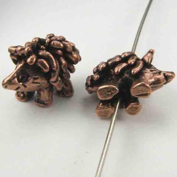 Antique Copper Plate 12x15MM Cast 3-D Hedgehog