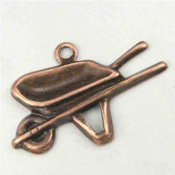 Antique Copper Plate 12x22MM Wheelbarrow Stamping