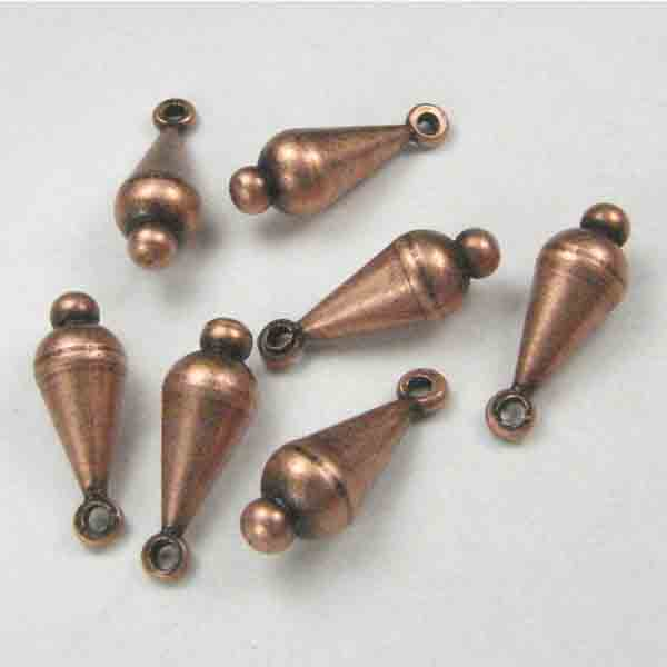 Antique Copper Plate 12x5MM Solid Tear Drop With 3MM Ball Tip