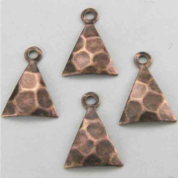 Antique Copper Plate 12x9MM Hammered Triangle