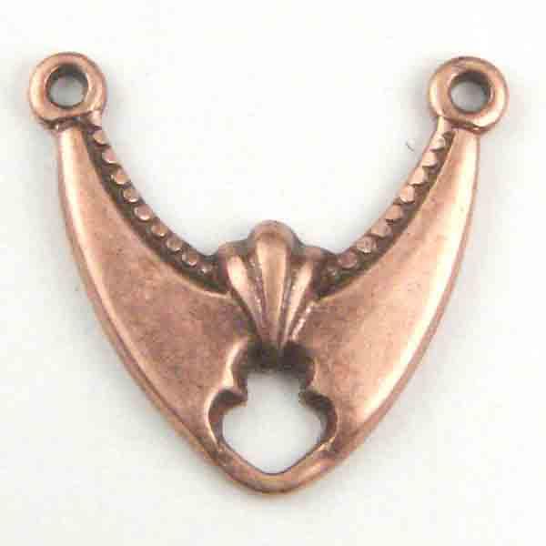 Antique Copper Plate 13MM Winged Y Necklace Connector