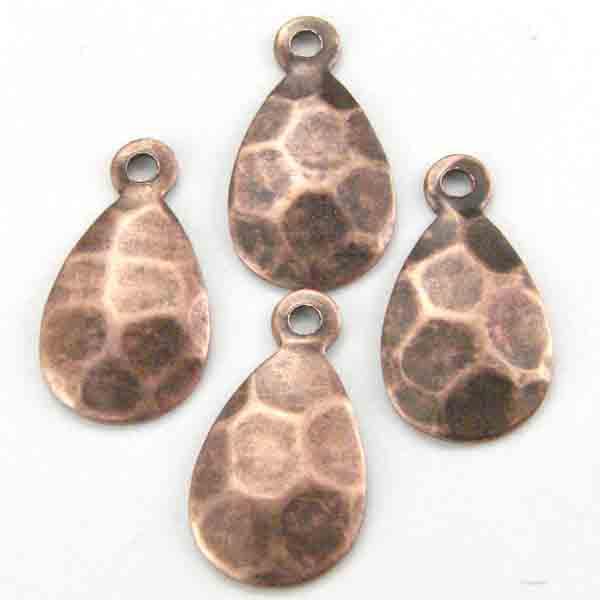 Antique Copper Plate 13X7MM Hammered Tear