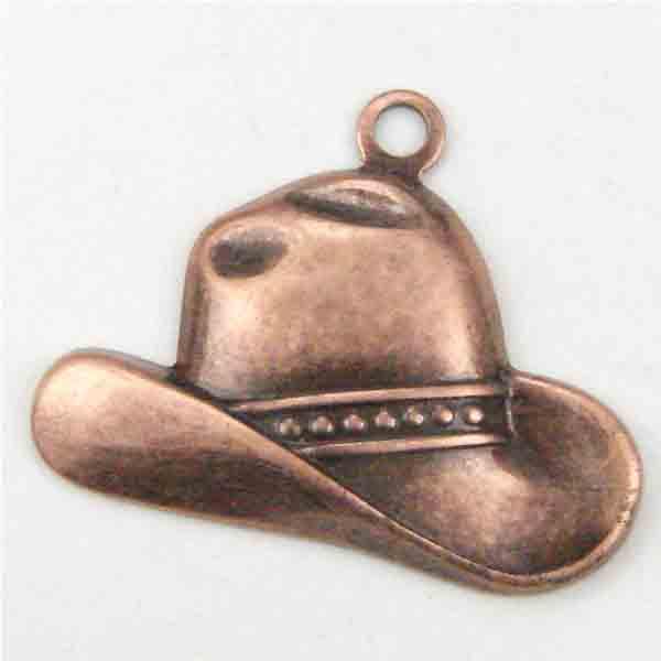 Antique Copper Plate 13x20MM Cowboy Hat Stamping