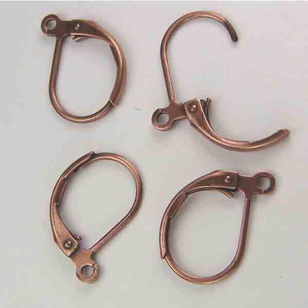 Antique Copper Plate 14x10MM Leverback Ear Clip with Plain Front